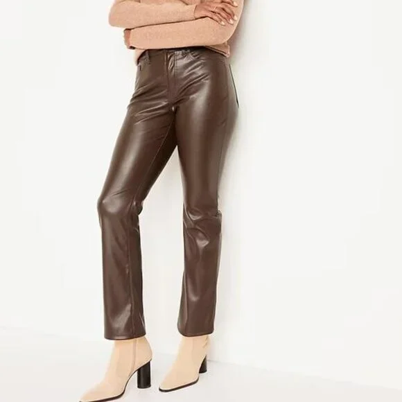 NWT Old Navy High-Waisted Faux-Leather Boot-Cut Ankle Pants - Picture 4 of 4